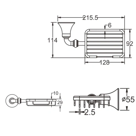 Мыльница Rose RG1204, хром