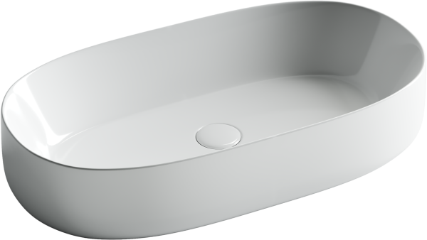 Умывальник Ceramicanova чаша накладная прямоугольная с керамической накладкой на сливное отверстие Element 600x375x145мм