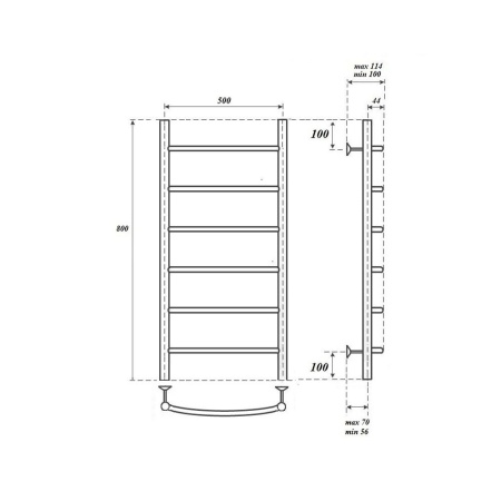 Полотенцесушитель водяной Point PN04158 П6 500x800, хром