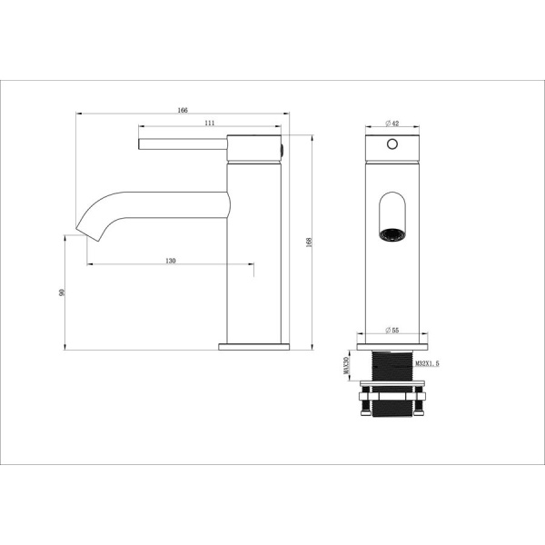 Смеситель для раковины WONZON & WOGHAND, Брашированное золото (WW-88139017-BG)