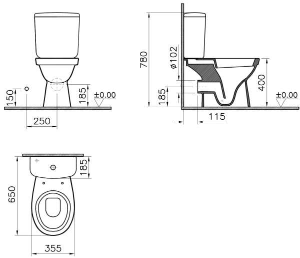 Унитаз-компакт Norm Fit 9844B099-7200 с микролифтом
