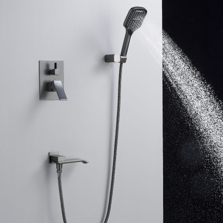 Душевая система встраиваемая Shevanik S4035T, оружейная сталь