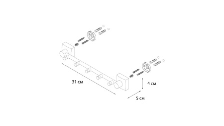 Планка 5 крючков Fixsen Kvadro FX-61305-5