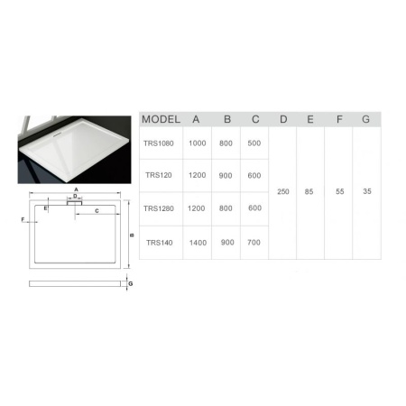 Душевой поддон с сифоном WeltWasser WW TRS 12080