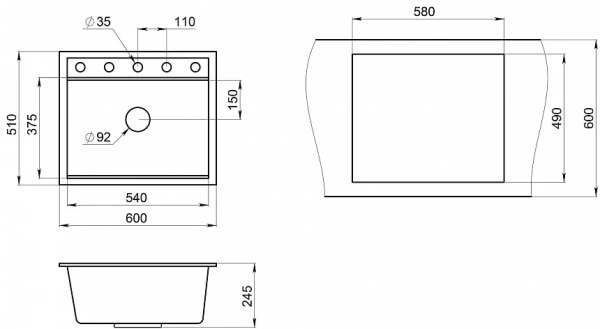 Кухонная мойка Granula KS-6003 арктик