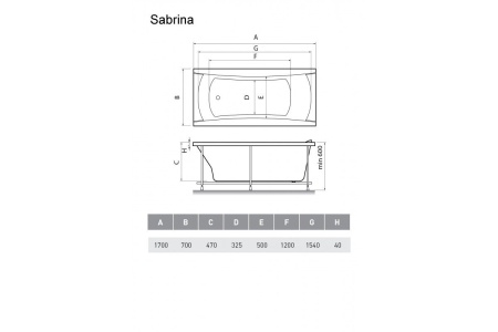 Ванна акриловая Relisan SABRINA Гл000024804, 170x70