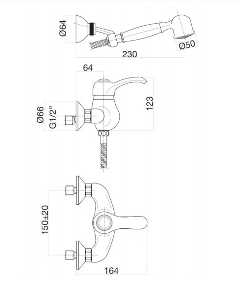 Смеситель для душа Fiore Jafar 47OO5127, золото