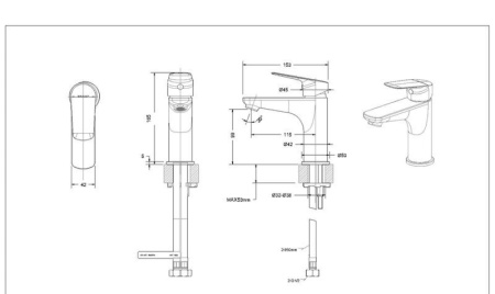 Смеситель для умывальника Bravat Rhein F1429564CP-9-ENG