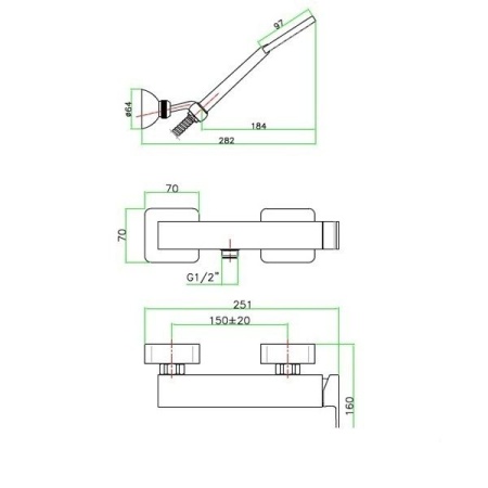 Смеситель для душа Fiore Kube 100CR8540, хром