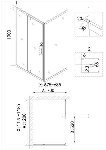 Дверь в нишу Niagara Nova NG-43-12AG 120х190