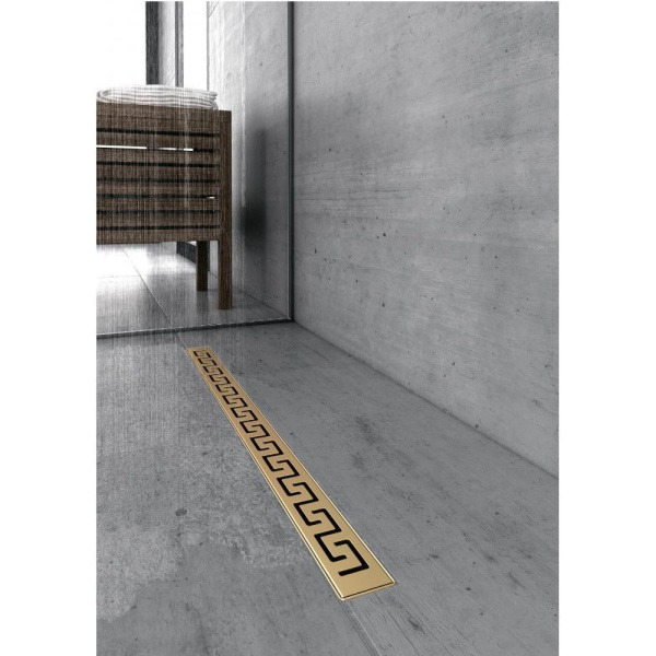 Желоб BERGES водосток B1 Antik 900 золото глянец S-сифон D50/105 H50 вертикальный