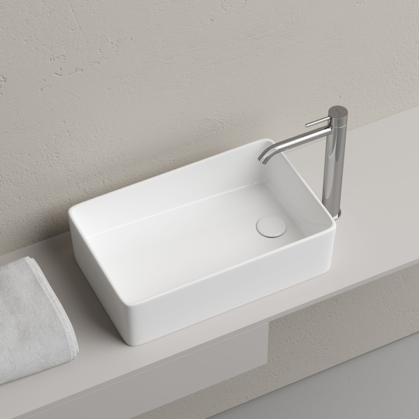 Раковина накладная Ceramicanova Элемент (Element) со смещенным сливом, 485x304x135 белый CN5050