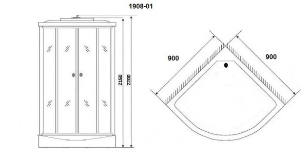 Душевая кабина Niagara Ultra NG-1908-01 90х90х220, высокий поддон 48 см, стекло тонированное