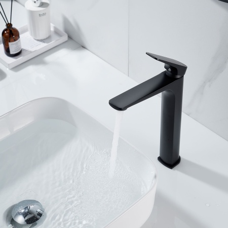Смеситель для раковины высокий Shevanik S4211H, черный