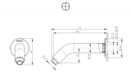Кронштейн для верхнего душа Bravat Built-in D312C-RUS