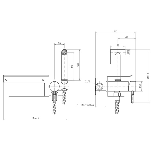 Гигиенический душ со смесителем и держателем туалетной бумаги FASHUN A57703, сатин