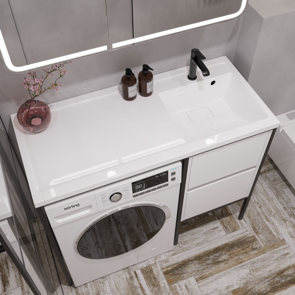 Раковина STWORKI Флом SFnS1100R на стиральную машину, с кронштейном