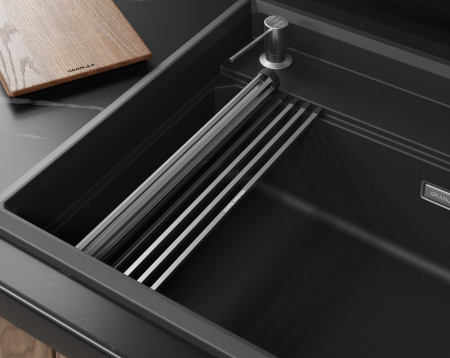 Мойка для кухни Granula Kitchen Space Rinzer 7308R черный, 73х52 см, прямоугольная
