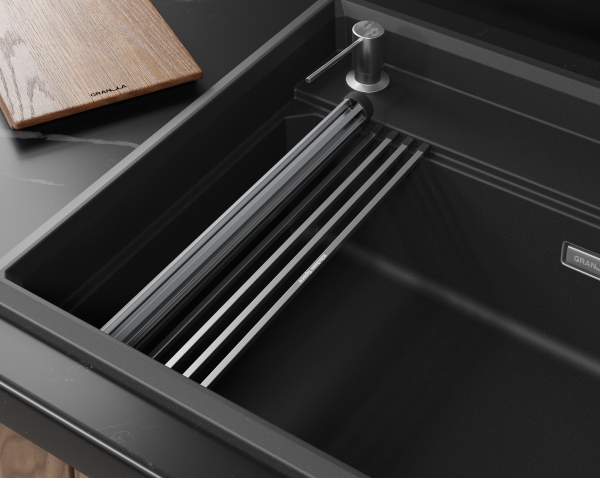 Мойка для кухни Granula Kitchen Space Rinzer 7308R черный, 73х52 см, прямоугольная