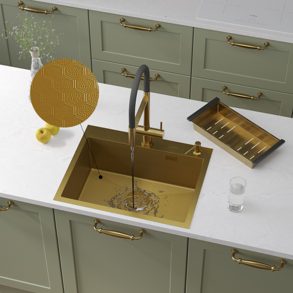 Кухонная мойка Roxen Snake 60 Gold (текстурное покрытие)