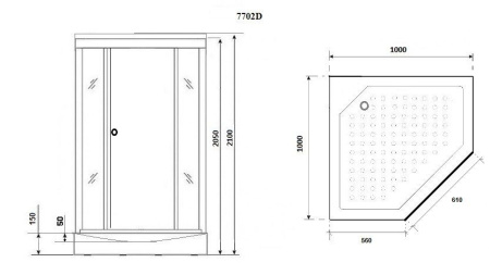Душевая кабина Niagara Luxe NG-7702DW 100x100х210, низкий поддон 15 см, стенки белые