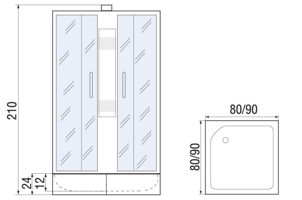 Душевая кабина River NEVA Б/К 90/24 MT, 90x90x210