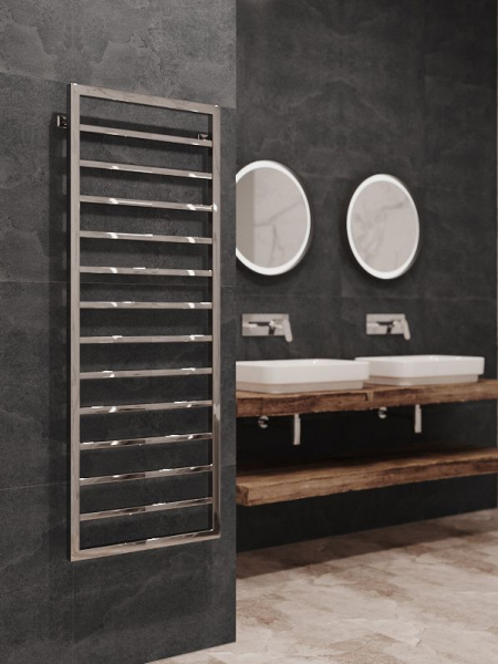 Полотенцесушитель водяной Stinox Croma 500x1400, нижнее подключение, хром, 1/2" ВР (внутренняя резьба), 12 перекладин