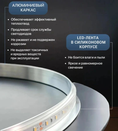 Зеркало EMZE Led Асимметричное с подсветкой и УФ-окантовкой 55x80 (черный)