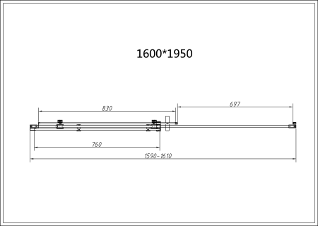 Душевая дверь Комо-Н (Como-N) VDS-4CN160CGB, 1600, черный, стекло тонированное