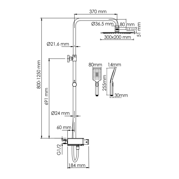 A113.069.126.CH Thermo Душевой комплект WasserKRAFT с термостатическим смесителем