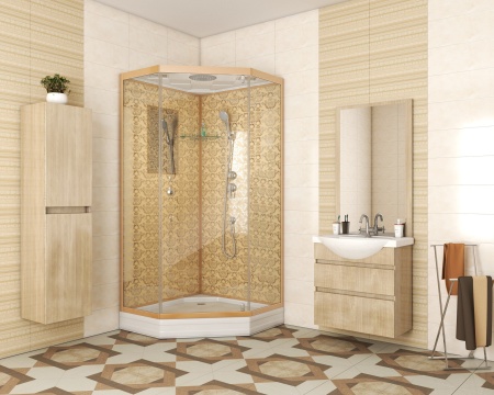 Душевая кабина Niagara Luxe NG-7701DG 90x90х210, низкий поддон 15 см, стенки золото