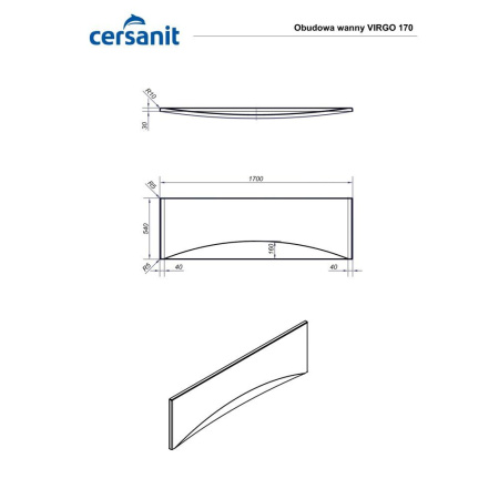 Панель для ванны фронтальная Cersanit VIRGO 170 белый, 63367