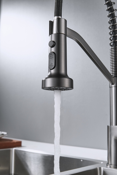 Смеситель для кухни с гибким изливом Shevanik S963T, оружейная сталь
