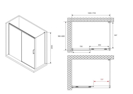 Душевой уголок ABBER Komfort AG93170B-S102B