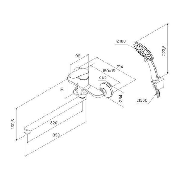 Смеситель для ванны и душа Milardo RORSB00M10