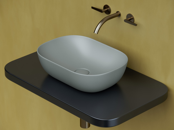 Умывальник Ceramicanova чаша накладная прямоугольная (цвет Темный Антрацит Матовый) Element 455x325x135мм