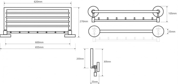 Полочка Bemeta Omega 104205162 с крючками