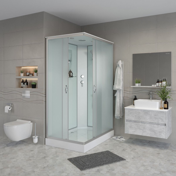 Душ.каб. NG-43285-14Q (1200х800х2150) низкий поддон(13см) стекло МАТОВОЕ 3 места