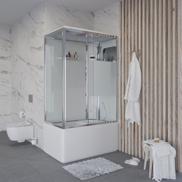 Душевая кабина Niagara Ultra NG-307-01R 120х80х220, высокий поддон 50 см, стекло прозрачное с матовой полосой