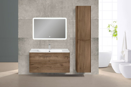 Тумба Vincea Paola 1000 подвесная, 2 выкатных ящика soft close, V.Oak с умывальником VCB-2VP1000W из искусственного камня, цвет белый
