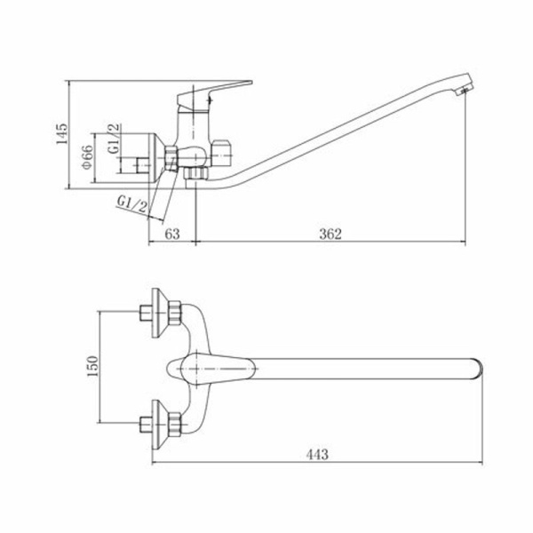 Смеситель для ванны FASHUN A2215, хром