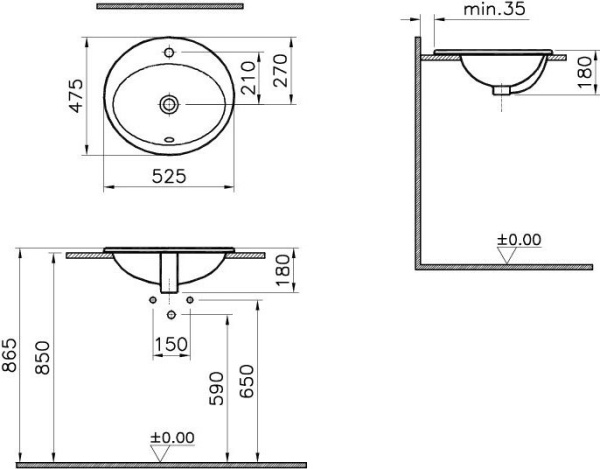 Раковина VitrA S20 5468B003-0001 55 см