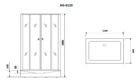 Душевой уголок Niagara Nova NG-0120-14 120х80х195, низкий поддон 14 см, стекло прозрачное