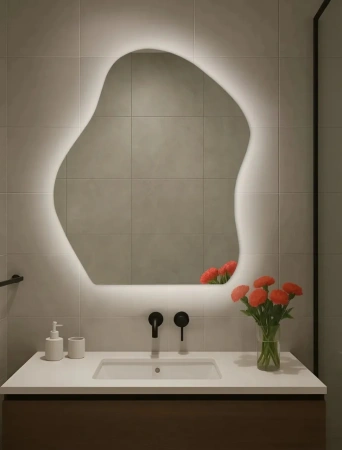 Зеркало EMZE Led Асимметричное 76x92 (с подсветкой, бесконтактное включение)