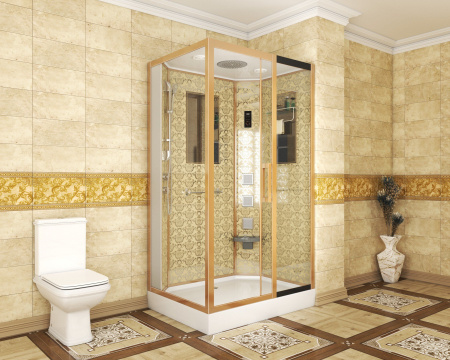 Душевая кабина Niagara Luxe NG-7711GR 90x120х215, низкий поддон, стенки золото