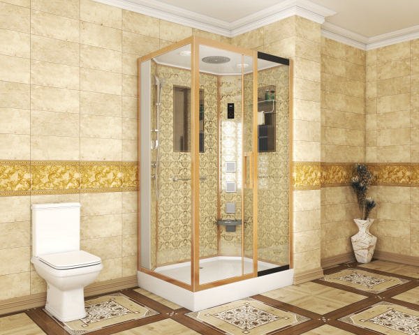 Душевая кабина Niagara Luxe NG-7711GR 90x120х215, низкий поддон, стенки золото