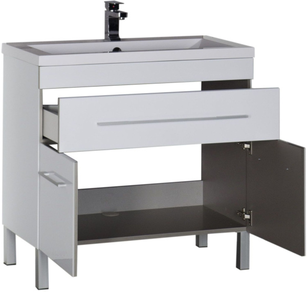Тумба под раковину Aquanet Верона 90 белый (напольная 1 ящик 2 дверцы)