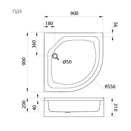Поддон душевой Triton 90х90 средний (ПД4)