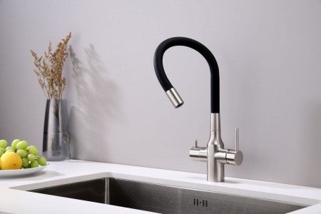 Смеситель для кухни SALIX, брашированная сталь, Sa213419-BS, Paulmark