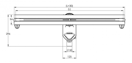 Желоб BERGES водосток SUPER line 750 матовый хром S-сифон D50 H60 боковой
